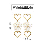 Big Flower Heart Long Chain Earrings