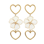 Big Flower Heart Long Chain Earrings