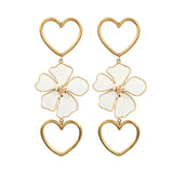 Big Flower Heart Long Chain Earrings