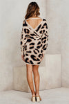 Leopard Wrap Knitted Sweater Dress