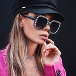 Oversize Rhinestone Square Sunglasses