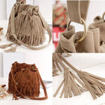 Fringe Vintage Woman Bucket Bag