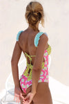 One Piece Patchwork Ruffle Swimsuit