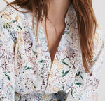 Flowy Bishop Sleeve Floral Printed French Shirt Mini Dress