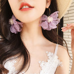 Fashion Big lace Flower Crystal Earrings