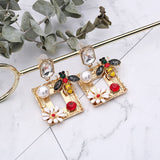 Bee Rhinestone Boho Drop Earrings