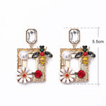 Bee Rhinestone Boho Drop Earrings