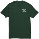 Girls Are Drugs Shirt Dark Green White Double Print