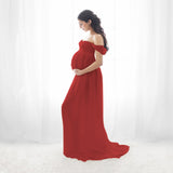 Maternity Strapless Photoshoot Dress Half Sleeves Maternity Photoshoot Gowns