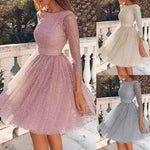 Fairytale Wedding Party Elegant Pink Sequin Tulle Woman Dress