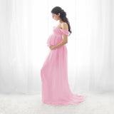 Maternity Strapless Photoshoot Dress Half Sleeves Maternity Photoshoot Gowns