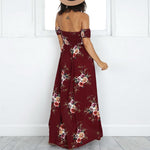 Elastic Strapless Floral Print Women Boho Long Dress