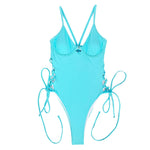 Lace-up Side Underwire One Piece Swimsuit