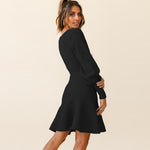 Flowy Long Sleeve Fit & Flare Winter Sweater Mini Dress