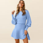 Flowy Long Sleeve Fit & Flare Winter Sweater Mini Dress