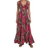 Tropical Print Bowknot Cutout Beach Vacation Maxi Dress