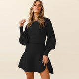 Flowy Long Sleeve Fit & Flare Winter Sweater Mini Dress