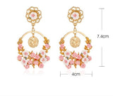 Flower Baroque Circle Dangle Earrings