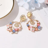 Flower Baroque Circle Dangle Earrings