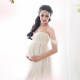 Maternity Strapless Photoshoot Dress Half Sleeves Maternity Photoshoot Gowns