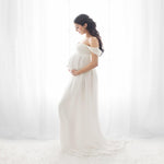 Maternity Strapless Photoshoot Dress Half Sleeves Maternity Photoshoot Gowns