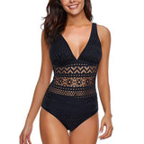 Lace Crochet V-Neckline Swimsuit