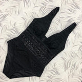 Lace Crochet V-Neckline Swimsuit