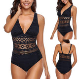 Lace Crochet V-Neckline Swimsuit