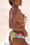 Ruffles Floral Printed Brazilian Bikini