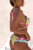 Ruffles Floral Printed Brazilian Bikini