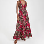 Tropical Print Bowknot Cutout Beach Vacation Maxi Dress