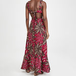 Tropical Print Bowknot Cutout Beach Vacation Maxi Dress