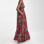 Tropical Print Bowknot Cutout Beach Vacation Maxi Dress