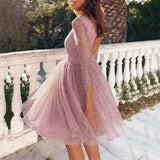 Fairytale Wedding Party Elegant Pink Sequin Tulle Woman Dress