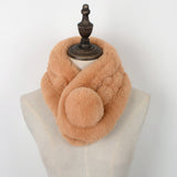 Faux Fur Woman Winter Pom Pom Scarf