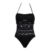 Black Lace Halter Swimsuit