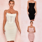 Chic Ruched Strapless Mini Corset Cocktail Party