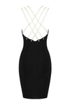 Chic Pearl Strap Backless Bandage Little Black Mini Dress