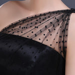 Women's Tea Length Short Prom Dress Black Tulle Formal Party Evening Gown