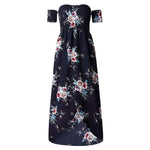 Elastic Strapless Floral Print Women Boho Long Dress