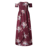 Elastic Strapless Floral Print Women Boho Long Dress