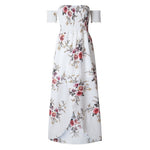 Elastic Strapless Floral Print Women Boho Long Dress