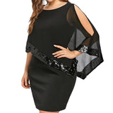 Asymmetric Chiffon Sequin Party Dress