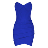 Chic Strapless Sweetheart Neck Bandage Mini Corset Blue Dress