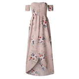 Elastic Strapless Floral Print Women Boho Long Dress