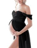 Maternity Strapless Photoshoot Dress Half Sleeves Maternity Photoshoot Gowns