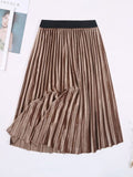 Velvet Maxi Long Pleated High Waisted Skirt