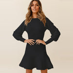 Flowy Long Sleeve Fit & Flare Winter Sweater Mini Dress