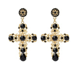 Vintage Crystal Cross Drop Earrings