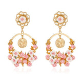 Flower Baroque Circle Dangle Earrings